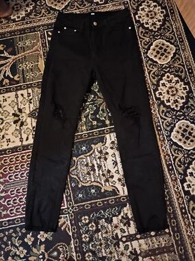 Black Label Black Skinny Jeans with Button Fly Detail